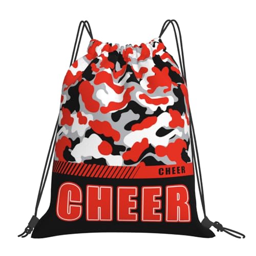 Drawstring Backpack Waterproof Gym Drawstring Bags Sports String Bag Camo Sackpack-Orange Black Cheer Drawstring Bag - color: Cheer Drawstring Bags-camo Orange Black