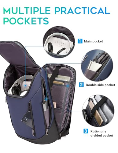 FUTURE AESTHETIC Business Smart Backpack Waterproof fit 15.6 Inch Laptop Backpack with USB Charging Port,Travel Backpack - color: Blue