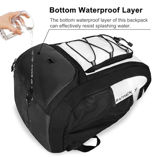 Goloni 40L Baseball Bag, Softball Bat Bag with Shoes Compartment,Fence Hook,Backpack for Baseball, T-Ball & Softball Equipment & Gear - color: White