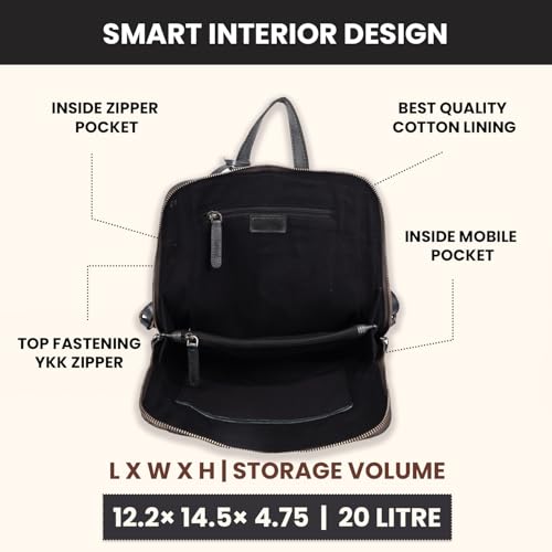 12.5 Inch Genuine Leather Backpack for Women and Men, Grey Leather Backpack with Adjustable Shoulder Strap - color: Grey