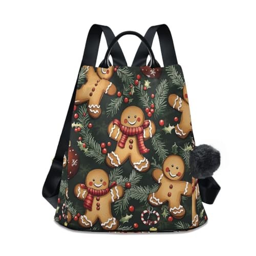 ALAZA Gingerbread Man Christmas Ball Pattern Trips Hiking Camping Rucksack Pack for Women - color: Multicolor 7