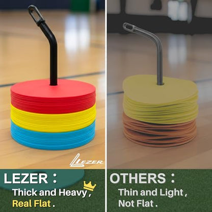 LEZER 6 Inch 8 Inch Flat Cones, Spot Markers, Soccer Cones, Field Court Markers, Sit Spots, Flat Discs, Soccer Training Equipment, Agility Practice, Football, Made in Taiwan - style: 8 inch with 24 pcs
