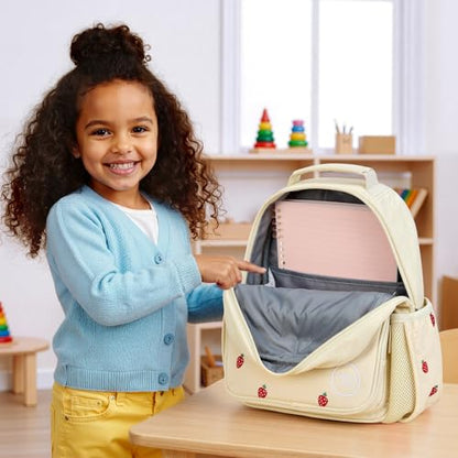 mibasies Toddler Backpacks for Girls 2-4: Quilted Backpack for Preschool Prek Daycare - Cute 12 Inches Bookbag for Little Kids Strawberry Beige - color: Strawberry Beige, style: Toddler-12"h(not Fit Folder)