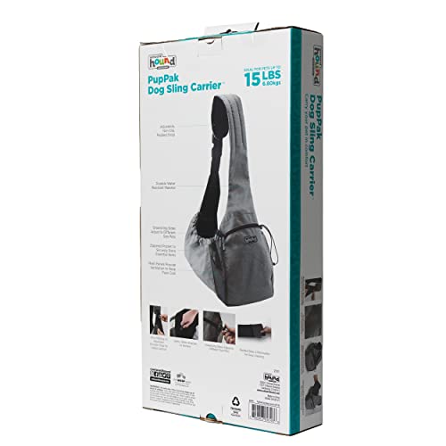 Outward Hound PupPak Sling Dog Carrier, Grey – Hands-Free Sling for Small Pets up to 15 lbs, Adjustable Strap, Mesh Ventilation, Zippered Pocket, Drawstring Fit – Ideal for Travel & Adventures - size: 16.0"L x 6.5"W x 32.0"H