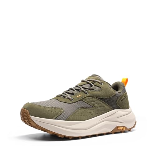 NORTIV 8 Men's Wide Toe Box Hiking Shoes Low Drop Waterproof Hiking Shoes for Walking Outdoor Trekking Camping Climbing Daily Fashion Sneakers - color: Olive, size: 9.5