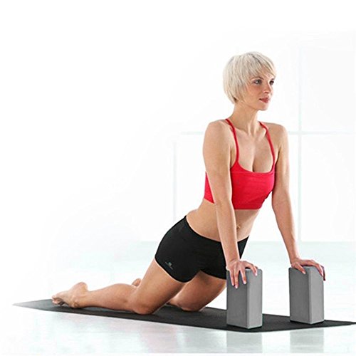 Yoga Blocks Black 2 Pack Supportive Latex-Free EVA Foam Yoga Blocks Set,9×6×3 Inches Lightweight High Density Non-Slip Surface Yoga Block for Stretching Pilates Meditation Exercise - color: Grey