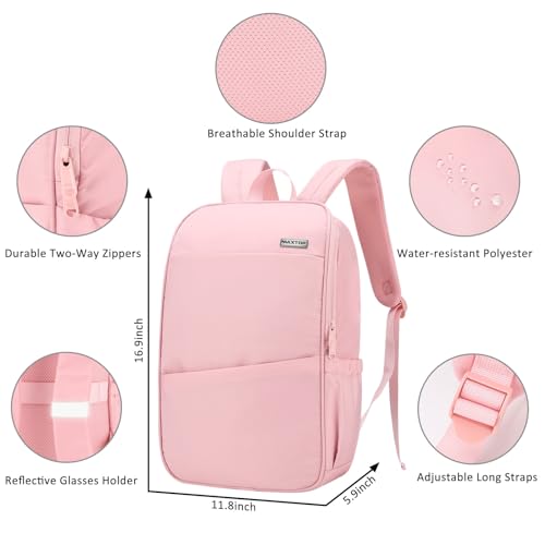 MAXTOP Deep Storage Laptop Backpack Business Anti-theft Backpacks[Water Resistant] College Computer Bookbag Fits 16 Inch Laptop - color: Light Pink, size: 15.6 inch, style: Daypack Backpacks