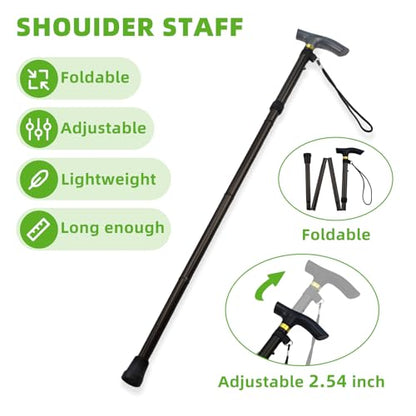 Shoulder Pulley for Physical Therapy, Foldable Shoulder Wand Rotator Cuff Rehab – Portable & Shoulder Reliever with Hook, Lightweight Stretching Tool – Durable Shoulder Exercise Equipment (Black) - color: Black