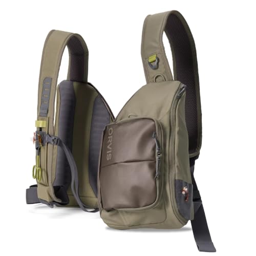 Orvis Mini Fly Fishing Sling Pack - 100% Recycled CORDURA with 5L Storage, Internal Pockets, Strap Docks, Zinger Pass-Through & Left-Shoulder Design, Dusty Olive - One Size - color: Dusty Olive