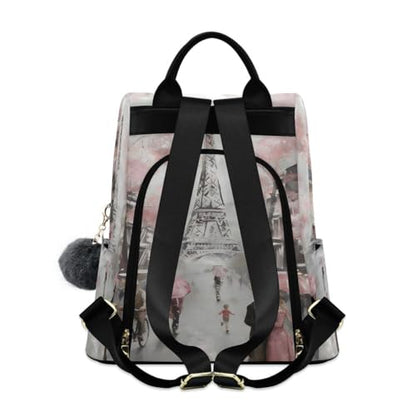 ALAZA Paris Eiffel Tower Couple Pink Floral Backpack Purse with Adjustable Straps - color: Multi 8