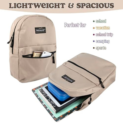 Trail maker Classic 17 inch Backpacks with Adjustable Padded Straps | School Backpacks for Girls, Boys (Khaki) - color: Khaki