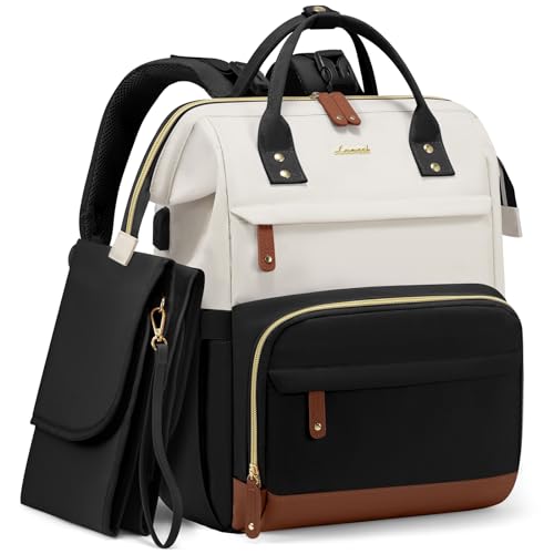 LOVEVOOK Diaper Bag Backpack, Baby Bag with Changing Station, Large Diaper Backpack for Mom Dads, Waterproof Mommy Bag for Boy and Girl, Travel Essential Baby Shower, Black-Beige - color: Black-beige