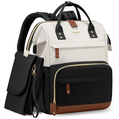 LOVEVOOK Diaper Bag Backpack, Baby Bag with Changing Station, Large Diaper Backpack for Mom Dads, Waterproof Mommy Bag for Boy and Girl, Travel Essential Baby Shower, Black-Beige - color: Black-beige