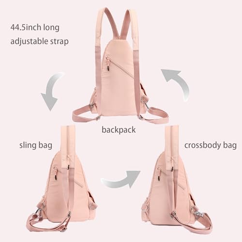 Crossbody Bag for Women Mini Backpack Purse Sling Bag Travel Hiking Chest Bag Daypack Small Casual Fanny Pack - color: Pink