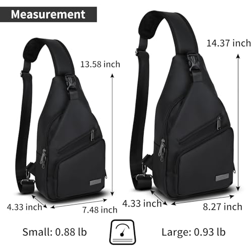 AMJ Crossbody Sling Bag Men Women, Casual Shoulder Backpack, Chest Daypack Satchel for Hiking Travel - color: Black Leather, size: Small