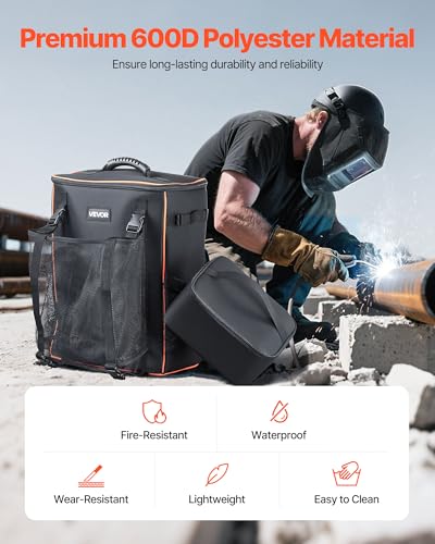 VEVOR Welding Backpack, 35.6L Welder Backpack for Tools and Helmet, 600D Polyester Extreme Gear Pack with Helmet Catch Bag, Multi-Purpose Gear Storage Bag for Welding, Outdoor Camping, Mountaineering - style: 600D Polyester-2