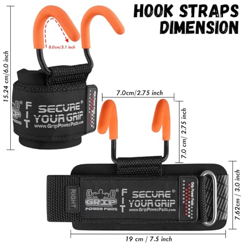 Weight Lifting Rod Hooks Heavy Duty Wrist Wraps Power Weight Lifting Training Gym Grips Straps Set of 2 - color: ORANGE, size: WOMEN-Wrist Size Small/Medium