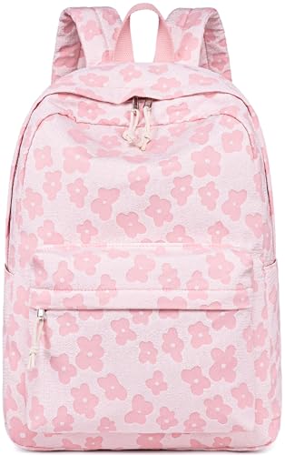 LEDAOU School Backpack for Teen Girls Elementary Middle School Bookbag Kids Backpacks Women Laptop Backpack Travel Daypack - color: Pink Flower