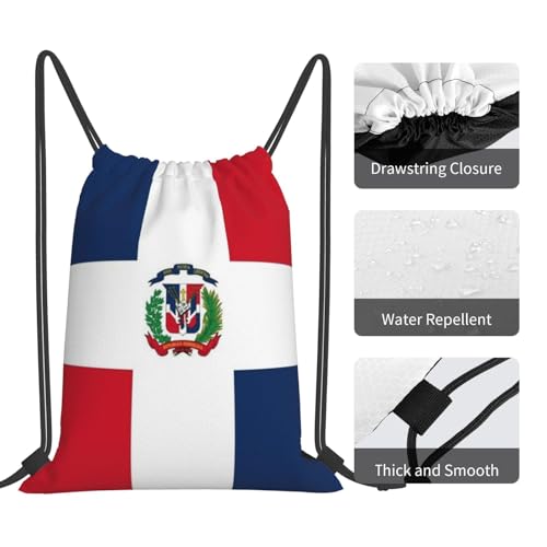 Dominican Republic Flag Drawstring Bag Sport Gym Backpack Beach Travel Sack Draw String Yoga Bag For Men Women - color: Dominican Republic Flag