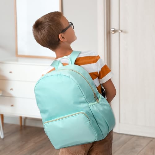 1 Piece Nylon Backpack Kids School Backpack for Toddler Girls Boys Plain Waterproof Preppy Bookbags Travel for Student (Green) - color: Green
