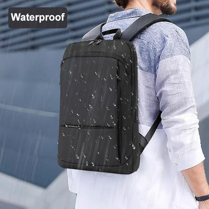AUGUR Business Slim Backpack for Men Women 15.6 inch Water Resistant Laptop Backpack with USB Charger Computer Notebooks Lightweight Small Backpacks For School/Travel/Business/Work/College Bag - color: 1506 15.6 Inch Black