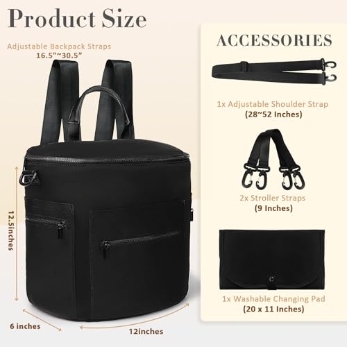 miss fong Neoprene Diaper Bag - Baby Diaper Bag,Large Capacity Neoprene Backpack with Changing Pad Travel Diaper Backpack with 16 Pockets for Mom & Dad - color: Neoprene Black