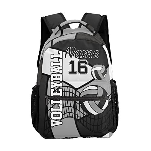 Personalized Volleyball Gray Black White Waterproof Backpack with Name Text for Women Men Gift - color: Backpack 4