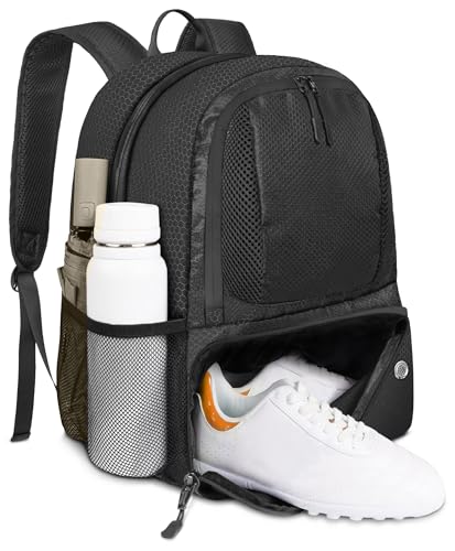YOREPEK Soccer Backpack,Soccer Bag with Ball Holder, Water resistant Sport Equipment Bags Fit Basketball Volleyball Football - color: Coal Black