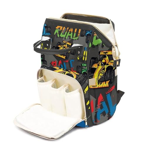 Customized Diaper Bag Customized Diaper Backpack Nappy Backpack Personalized Diaper Bags Boys Multifunction Shoulders Bag Nursing Bags, Colorful Road Car - color: Colorful Road Car