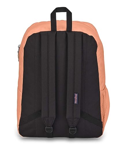JanSport Cross Town Backpack 17" x 12.5" x 6" - Simple Bag for Everyone with 1 Main Compartment, Front Utility Pocket - Premium Class Accessories - Peach Neon - color: Peach Neon