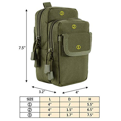 FRTKK 2 Pack Molle Pouches - Tactical Compact Water-Resistant EDC Pouch Bag Small Utility Pouch - color: 2 Pack-Army green 2