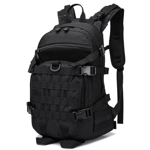 25L Small Tactical Backpack For Men, Military Waterproof Backpack With Multiple Pockets, 3-Day Bug Out Bag Molle Backpacks For Camping Hiking Military Traveling (Black) - color: Black