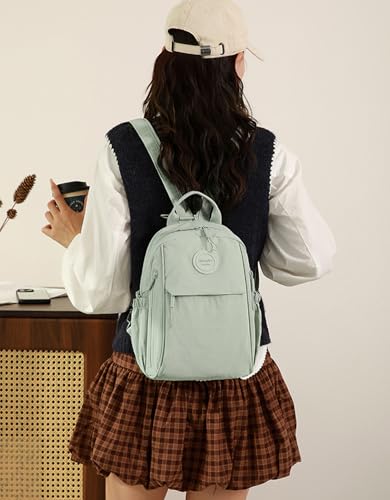 Mini Backpack for Women Nylon Small Backpack Purse Crossbody Sling Bag Convertible Backpack Casual Shopping Daypack (Light Green) - color: Light Green