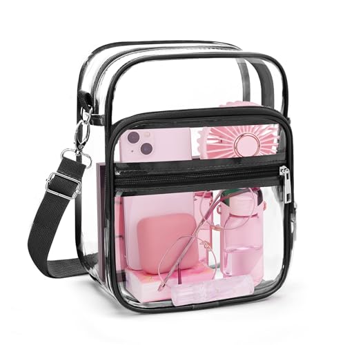 Blvornl Clear Crossbody Bag with Adjustable Shoulder Strap, Stadium Approved PVC Purse Bag, Messenger Bag - color: Clear, size: Small