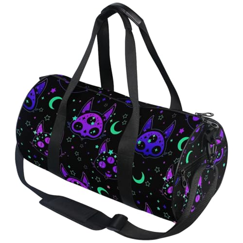 MNSRUU Duffel Bags Cat Skulls Sports Gym Bag Travel Luggage Overnight Bags for Men Women Duffel Bags for Traveling - color: Goth 17