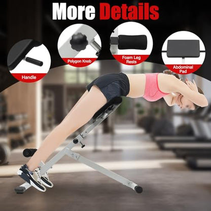 Roman Chair Back Extension Weight Bench Ab Machine Foldable Angle Height Adjustable Sit up Exercise Multi-Functional Workout Home Gym Exercise Equipment Inversion Table for Fitness - color: White