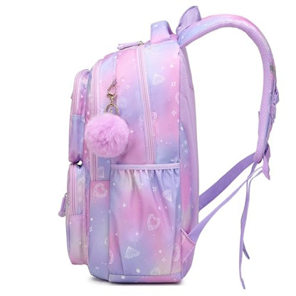PIG PIG GIRL Kids Backpack for Girls - School Bags for Middle School Students - Book Bag for Elementary Primary - Kawaii Ita Backpack - Purple - color: Purple