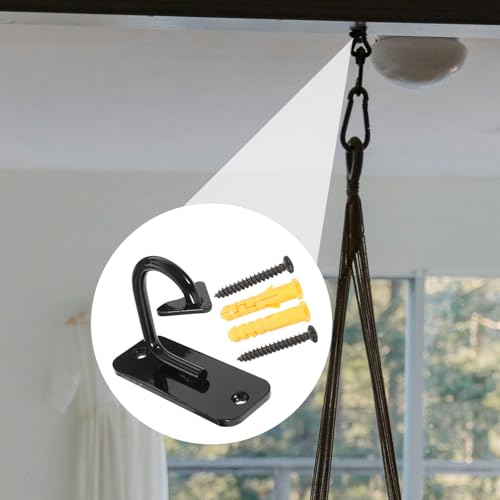 SUPVOX Yoga Hammock Wall Anchor Hook, Black Steel Fixed Mount for Home Gym Accessories, Resistance Band and Pilates Strap Hanging, Workout Strength Exercise Wall Hanger