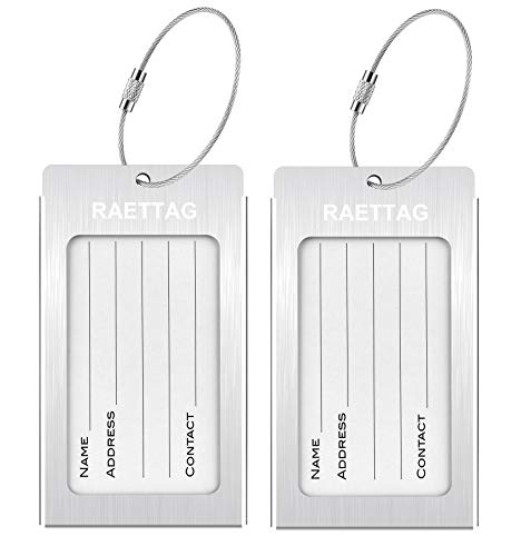 Luggage Tags Metal Suitcase Tags Travel Bag ID Identifier Luggage Tag (Silver 2-Pack) - color: Silver 2-pack