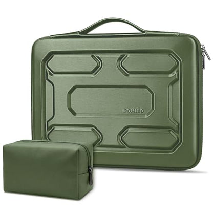 DOMISO Laptop Hard Case 14-14.4 inch Waterproof Shockproof Hard Shell Laptop Sleeve with Handle & Storage Pocket, Compatible with MacBook, HP, Dell, Green - color: Green, size: 14 inch