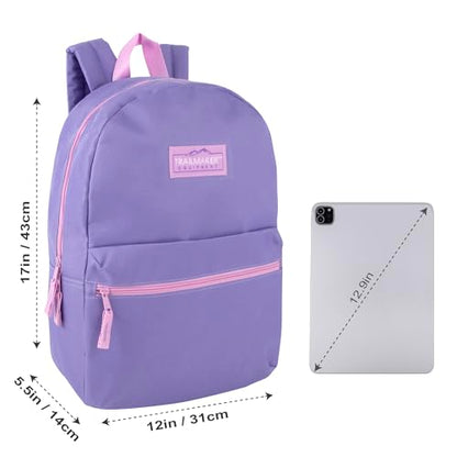 Trail maker 24 Pack- Classic 17 Inch Backpacks in Bulk Wholesale Back Packs for Boys and Girls (Purple) - color: Purple