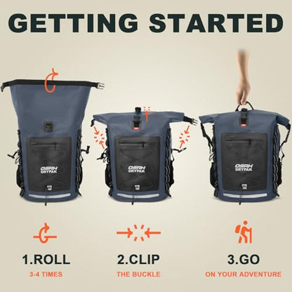 OSAH DRYPAK Waterproof Backpack Dry Bag 35L/55L/85L – Heavy Duty Roll-Top Hiking Backpack Sack Keeps Gear Dry for Travel, Kayaking, Boating, Camping, Rafting and Fishing - color: Blue, size: 55L