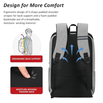 MAXTOP Deep Storage Laptop Backpack Business Anti-theft Backpacks[Water Resistant] College Computer Bookbag Fits 16 Inch Laptop - color: Light Grey, size: 15.6 inch, style: Daypack Backpacks