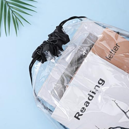 2 Pack Clear Drawstring Bags for Stadium Events, Waterproof Clear Drawstring Backpack for Concert Baseball Festival Beach Makeup Bag