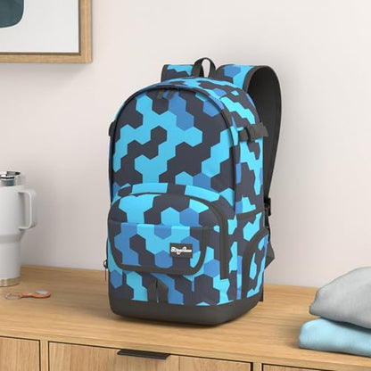 rickyh style School Backpack Travel Bag for Men & Women Lightweight College Back Pack with Laptop Compartmen - color: 04hexagon Blue