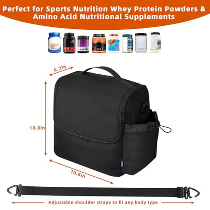Xxerciz Carry Bag Compatible with Protein Powders, Sport Gym Bag with Adjustable Straps Compatible with Blender Shaker Bottle, Travel Duffel Case Carry On Backpack for Gym, Fitness, Workout