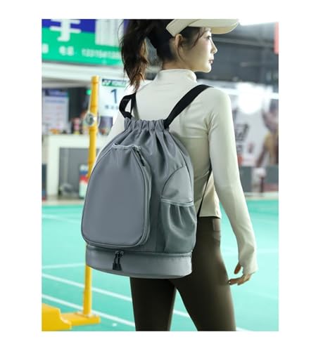 Multifunctional sports bag, backpack, independent shoe compartment, can hold basketball, badminton and tennis(Grey) - color: Grey