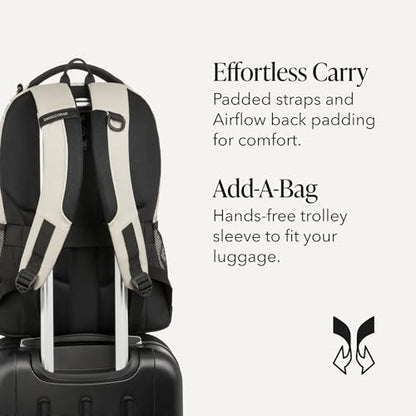 SWISSGEAR Cecil 18-Inch Laptop Backpack Fits 16-Inch Laptop, Travel Daypack with Organizer Pockets, Water Bottle Holders & Padded Straps – Cream/Black - color: Cream/Black