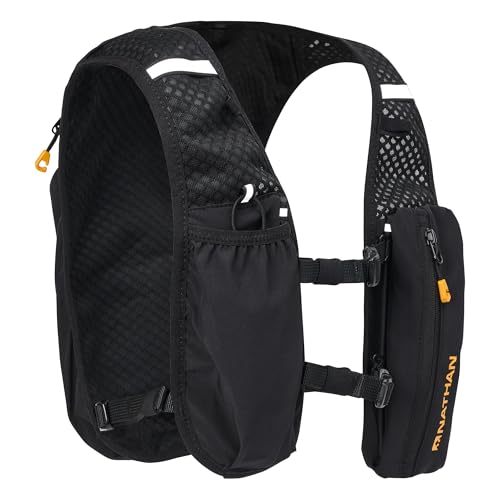 Nathan Running Hydration Vest – Lightweight Running Vest for Men & Women – Adjustable Backpack for Marathons – Reflective Hydration Backpack – OSFM – Black