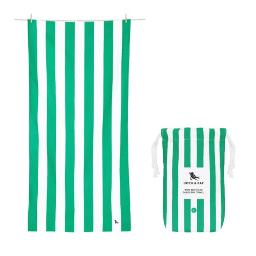 Dock & Bay Customized Beach Towel - Quick Dry, Sand Free - Compact, Lightweight - 100% Recycled - Includes Bag - Cabana - Cancun Green - Large - color: Cabana - Cancun Green, size: Large - Customize (160x90cm, 63x35")